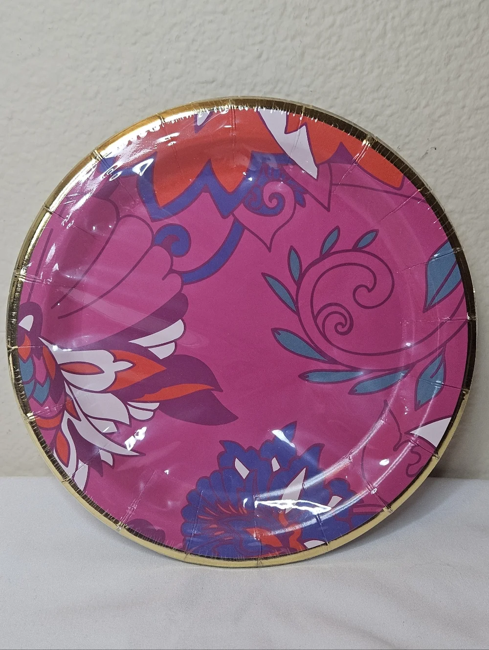 42 Pc Set Celebrate It Pink Floral Party Tablecloth Plates Napkins Tray NEW